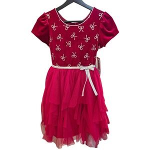 New Jona Michelle Tulle Dress Girls 12 Red Holiday